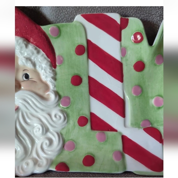 2009 Fitz & Floyd Snack Plate Santa "JOLLY" New in Box-Adorable Christmas Decor! - Picture 6 of 9